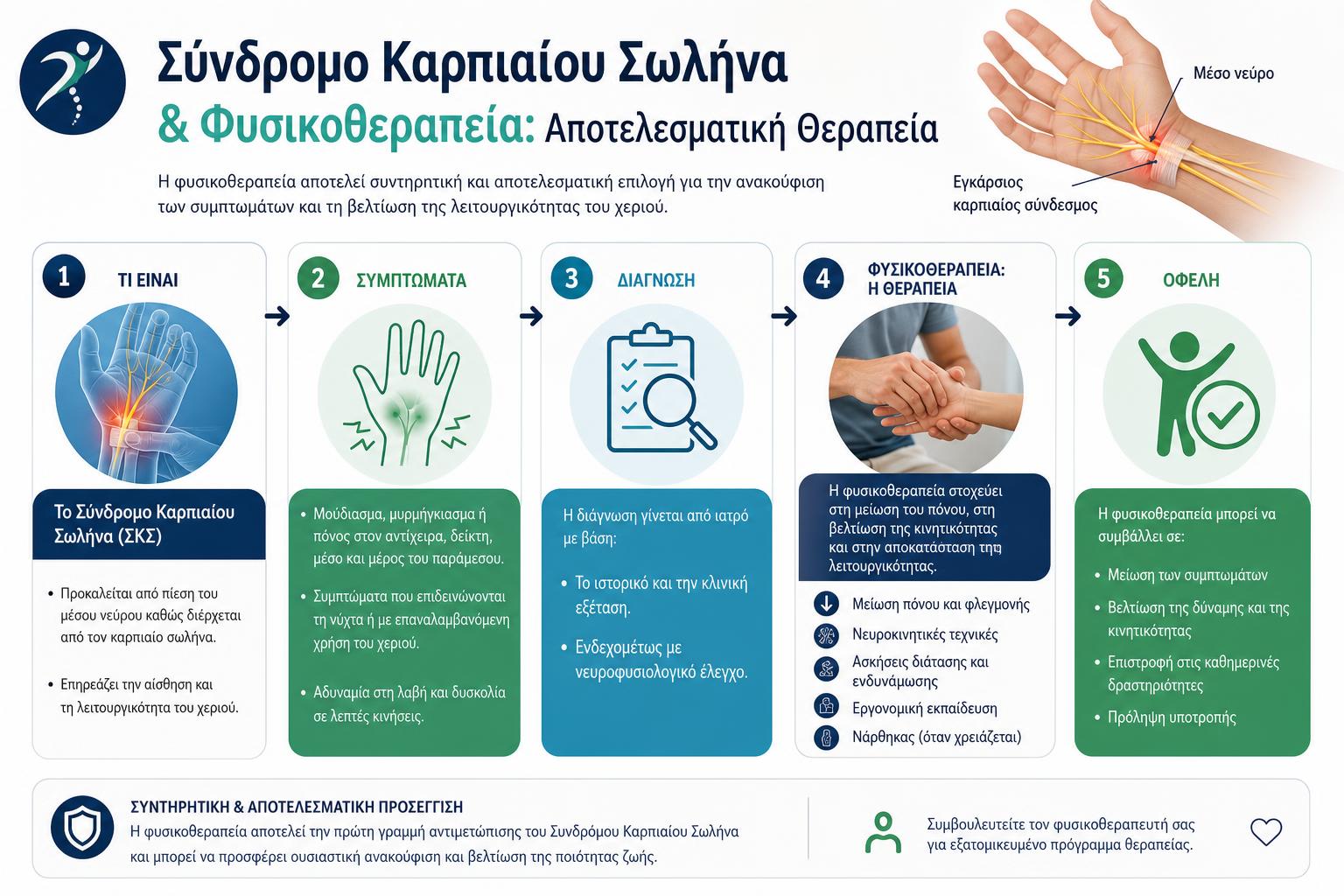Infographic - Σύνδρομο Καρπιαίου Σωλήνα & Φυσικοθεραπεία: Αποτελεσματική Θεραπεία
